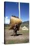 Man Carrying a Huge Load, Bumthang, Bhutan-Vivienne Sharp-Stretched Canvas