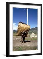 Man Carrying a Huge Load, Bumthang, Bhutan-Vivienne Sharp-Framed Photographic Print