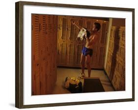 Man Changing in the Locker Room after Work Out-null-Framed Photographic Print