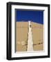 Man Climbing Steps Leading Up to Dunes Du Pyla, Bay of Arcachon, Cote D'Argent, Aquitaine-Peter Richardson-Framed Photographic Print