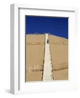 Man Climbing Steps Leading Up to Dunes Du Pyla, Bay of Arcachon, Cote D'Argent, Aquitaine-Peter Richardson-Framed Photographic Print