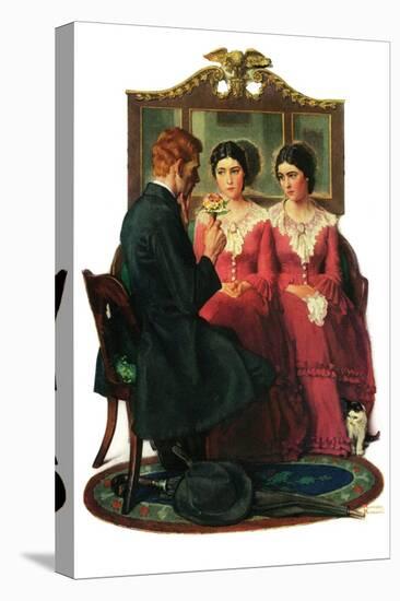 "Man Courting Two Sisters", May 4,1929-Norman Rockwell-Stretched Canvas