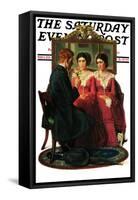 "Man Courting Two Sisters" Saturday Evening Post Cover, May 4,1929-Norman Rockwell-Framed Stretched Canvas