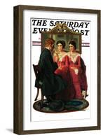 "Man Courting Two Sisters" Saturday Evening Post Cover, May 4,1929-Norman Rockwell-Framed Giclee Print