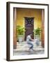 Man Cycling Past Doorway in Old Town of Galle Fort, Galle, Sri Lanka-Ian Trower-Framed Photographic Print