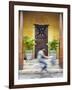 Man Cycling Past Doorway in Old Town of Galle Fort, Galle, Sri Lanka-Ian Trower-Framed Photographic Print
