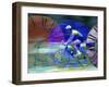 Man Cycling with Clocks Superimposed-null-Framed Photographic Print