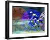 Man Cycling with Clocks Superimposed-null-Framed Photographic Print