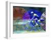 Man Cycling with Clocks Superimposed-null-Framed Photographic Print