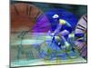 Man Cycling with Clocks Superimposed-null-Mounted Photographic Print