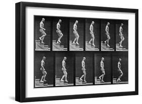 Man Descending Stairs, from 'Animal Locomotion', 1887 (B/W Photo)-Eadweard Muybridge-Framed Giclee Print