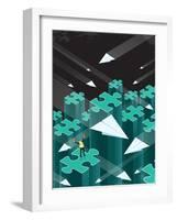 Man Directing Paper Planes-Nick Diggory-Framed Giclee Print