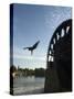 Man Diving off Water Wheel, Orontes River, Hama, Syria, Middle East-Christian Kober-Stretched Canvas