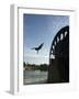 Man Diving off Water Wheel, Orontes River, Hama, Syria, Middle East-Christian Kober-Framed Photographic Print