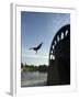 Man Diving off Water Wheel, Orontes River, Hama, Syria, Middle East-Christian Kober-Framed Photographic Print