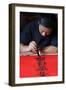 Man doing traditional Chinese writing (calligraphy) in ink using a brush, The Temple of Literature-Godong-Framed Photographic Print