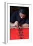 Man doing traditional Chinese writing (calligraphy) in ink using a brush, The Temple of Literature-Godong-Framed Photographic Print