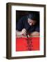 Man doing traditional Chinese writing (calligraphy) in ink using a brush, The Temple of Literature-Godong-Framed Photographic Print