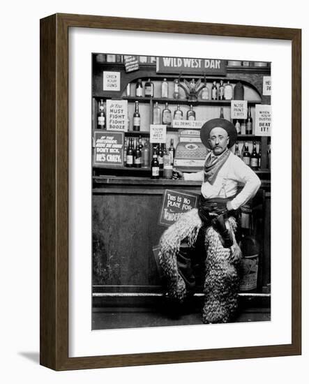 Man Dressing Up as a Cowboy in a Bar-null-Framed Giclee Print