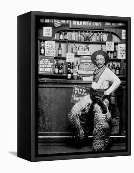 Man Dressing Up as a Cowboy in a Bar-null-Framed Stretched Canvas