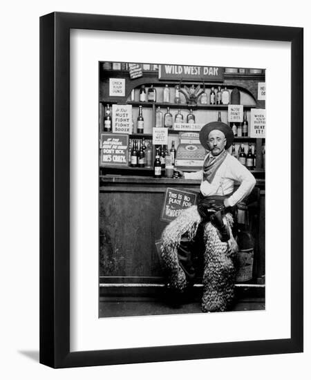 Man Dressing Up as a Cowboy in a Bar-null-Framed Giclee Print