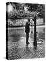 Man Drinking from Public Water Pump Fountain on Street, Frankfort-On-The-Main, Germany-Alfred Eisenstaedt-Stretched Canvas