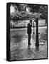 Man Drinking from Public Water Pump Fountain on Street, Frankfort-On-The-Main, Germany-Alfred Eisenstaedt-Framed Stretched Canvas