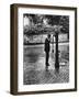 Man Drinking from Public Water Pump Fountain on Street, Frankfort-On-The-Main, Germany-Alfred Eisenstaedt-Framed Photographic Print