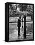 Man Drinking Water at Well Pump-Alfred Eisenstaedt-Framed Stretched Canvas