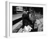 Man Drinking Wine and Eating a Sandwich on a Public Bench During the Ongoing French Economic Crisis-null-Framed Photographic Print