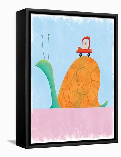 Man driving as slow as a snail-Harry Briggs-Framed Stretched Canvas