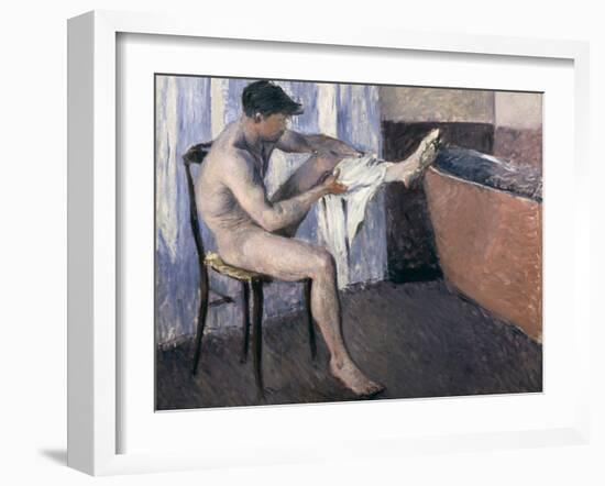 Man Drying His Leg-Gustave Caillebotte-Framed Premium Giclee Print