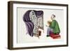 Man Drying Silkworm Cocoons, 19th Century-null-Framed Giclee Print