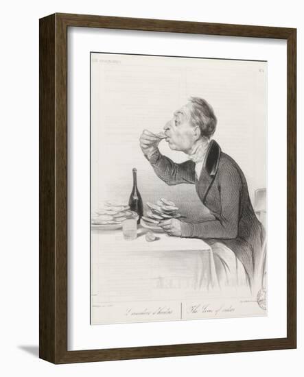 Man Eating Oysters and Wine-Honore Daumier-Framed Giclee Print