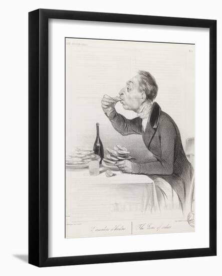 Man Eating Oysters and Wine-Honore Daumier-Framed Giclee Print