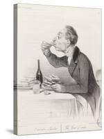 Man Eating Oysters and Wine-Honore Daumier-Stretched Canvas