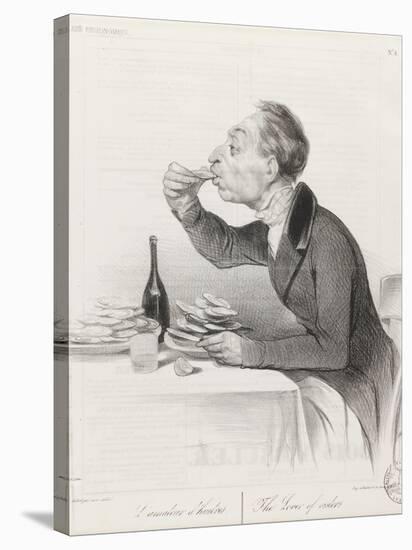 Man Eating Oysters and Wine-Honore Daumier-Stretched Canvas