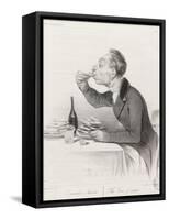 Man Eating Oysters and Wine-Honore Daumier-Framed Stretched Canvas