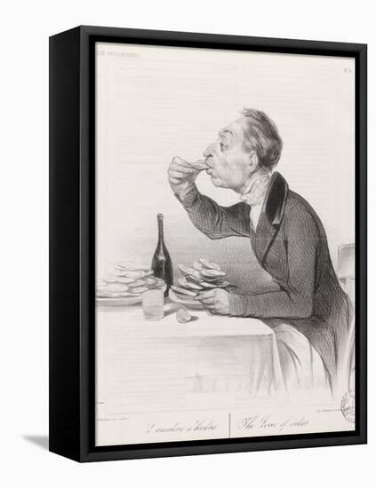 Man Eating Oysters and Wine-Honore Daumier-Framed Stretched Canvas