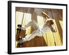 Man Engaged in Sit Up Exercise in Gym, New York, New York, USA-Chris Trotman-Framed Photographic Print