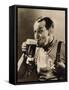 Man Enjoying a Pint of Beer-null-Framed Stretched Canvas