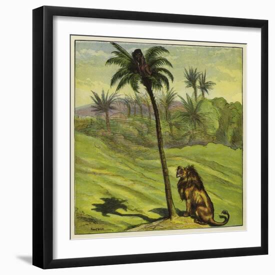 Man Escaping from a Lion by Climbing a Tree-Ernest Henry Griset-Framed Giclee Print