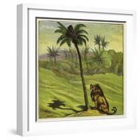 Man Escaping from a Lion by Climbing a Tree-Ernest Henry Griset-Framed Giclee Print