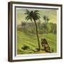 Man Escaping from a Lion by Climbing a Tree-Ernest Henry Griset-Framed Giclee Print