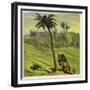 Man Escaping from a Lion by Climbing a Tree-Ernest Henry Griset-Framed Giclee Print