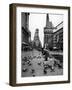 Man Feeding Pigeons in an Empty Times Square During a Taxi Strike-Yale Joel-Framed Photographic Print