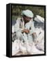 Man Feeding the Famous White Pigeons, Mazar-I-Sharif, Afghanistan-Jane Sweeney-Framed Stretched Canvas