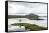 Man Fishing at Thingvallavatn Lake, Thingvellir (Pingvellir) National Park, Golden Circle, Iceland-Yadid Levy-Framed Stretched Canvas