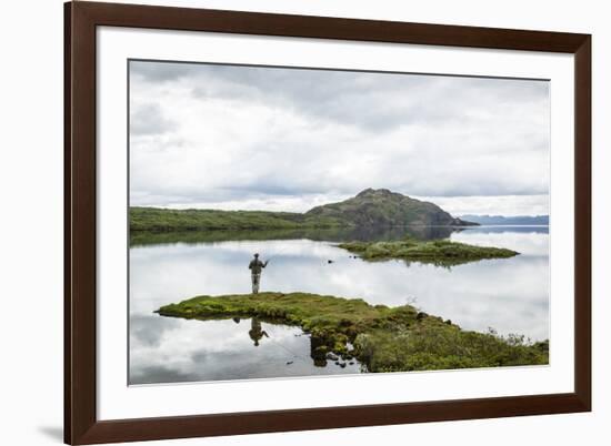 Man Fishing at Thingvallavatn Lake, Thingvellir (Pingvellir) National Park, Golden Circle, Iceland-Yadid Levy-Framed Photographic Print