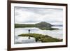 Man Fishing at Thingvallavatn Lake, Thingvellir (Pingvellir) National Park, Golden Circle, Iceland-Yadid Levy-Framed Photographic Print